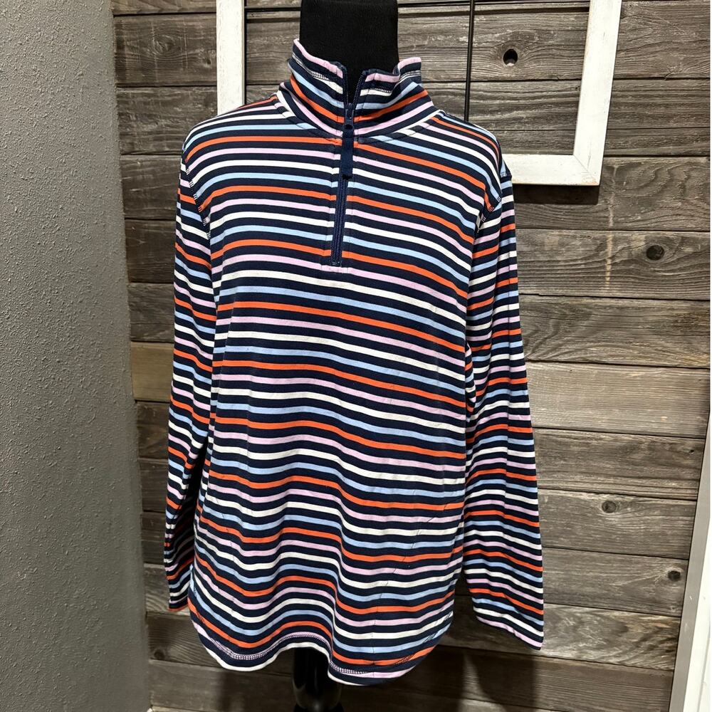 St. John’s Bay striped 1/4 zip pullover women's size petite medium
